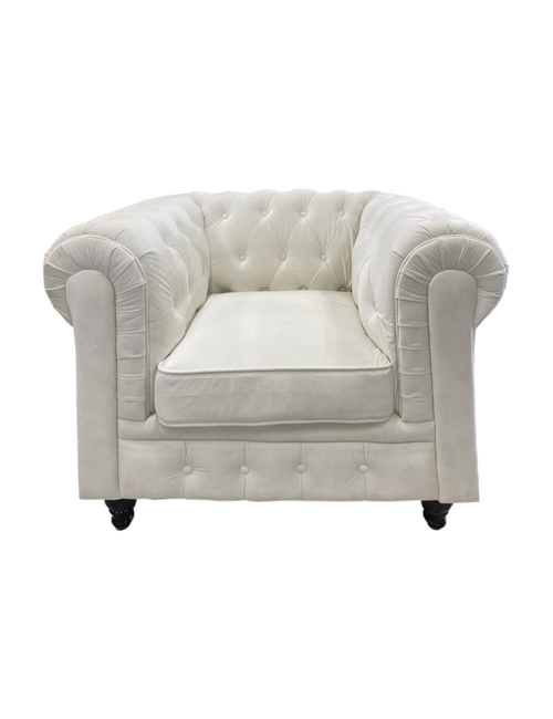 VELVET CHESTERFIELD 1 SEAT - WHITE