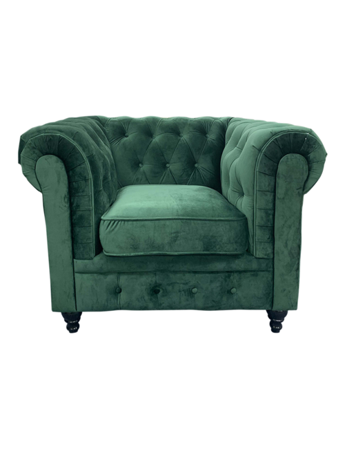 Velvet Chesterfield 1 Seat - Dark Green