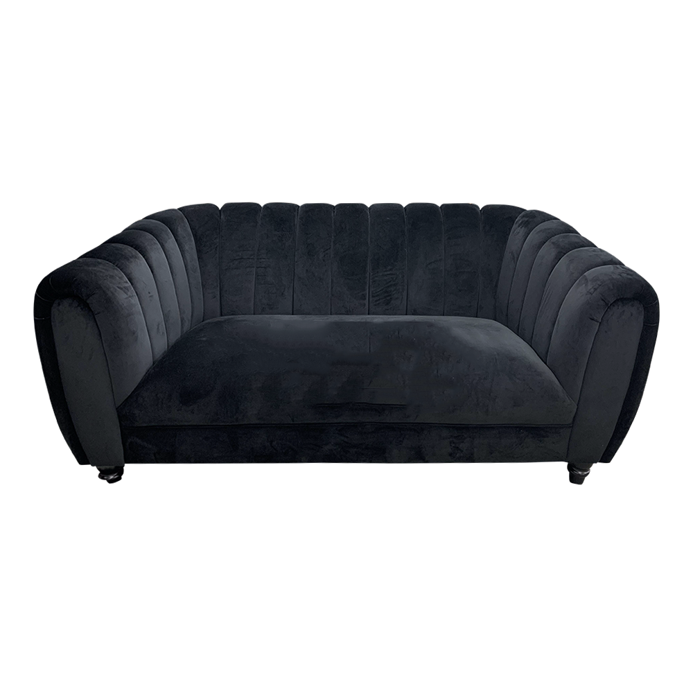 Black velvet shop two seater sofa
