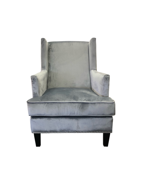 EDEN WINGBACK CHAIR IN SILVER GREY VELVET