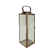 Large Rectangle Rose Gold Metal Lantern Leather Handle