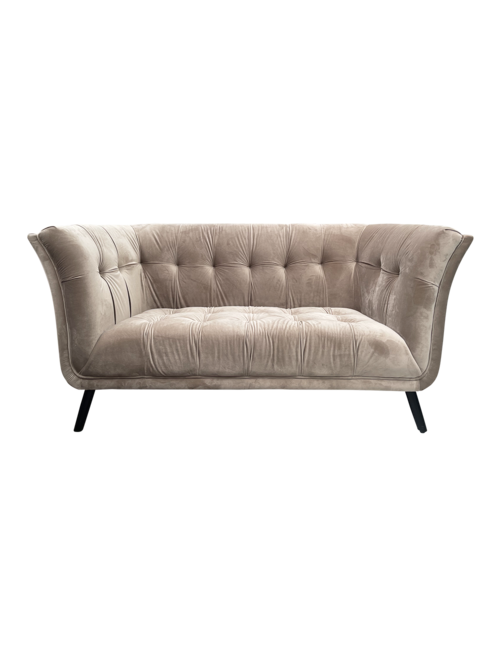 ARLO 2 SEATER OYSTER VELVET BUTTONED SOFA