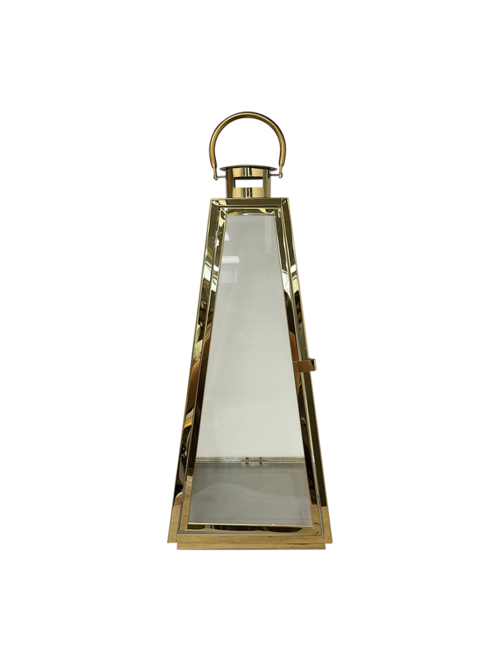 LARGE PYRAMID GOLD METAL LANTERN