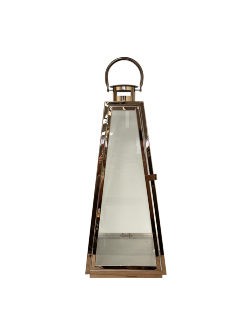 Large Pyramid Rose Gold Metal Lantern