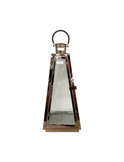 Medium Pyramid Rose Gold Metal Lantern