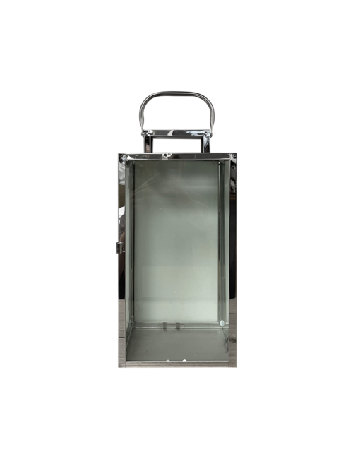 LARGE SILVER SQUARE METAL LANTERN
