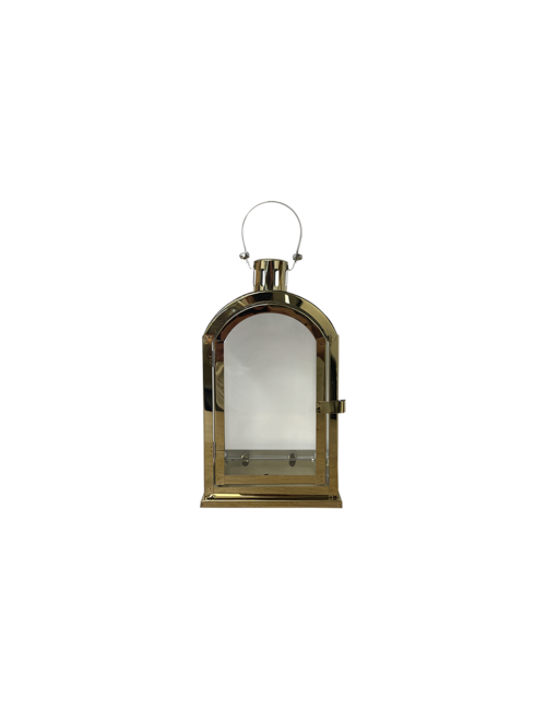 Small Round Top Rectangle Gold Metal Lantern