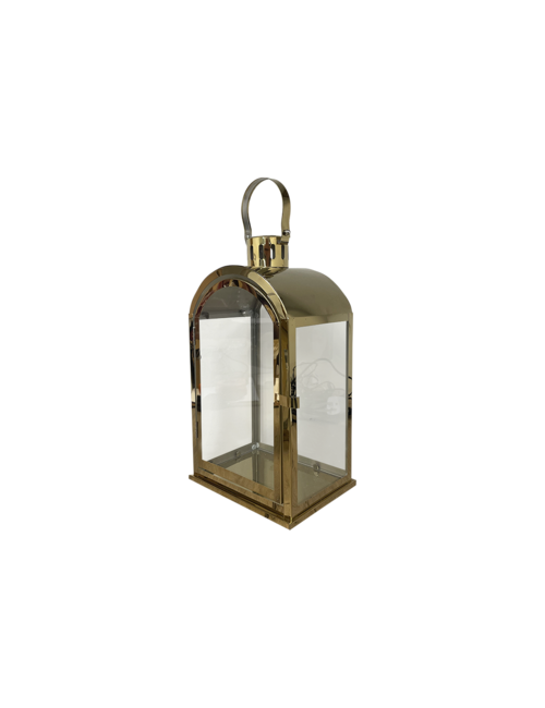 Medium Round Top Rectangle Gold Metal Lantern