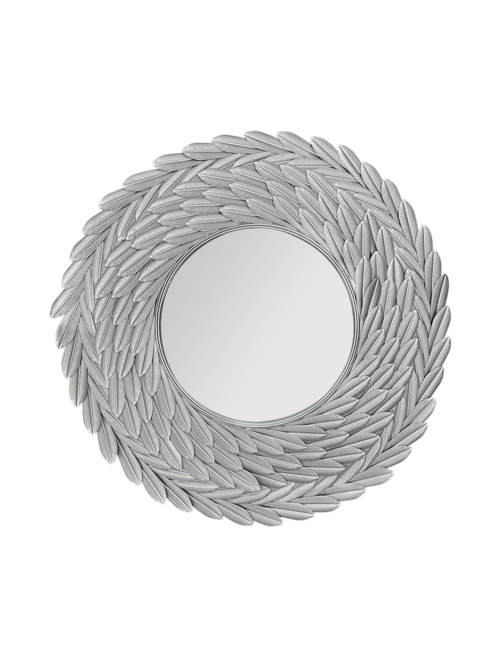 Silver Metal Swirl Leaf Mirror