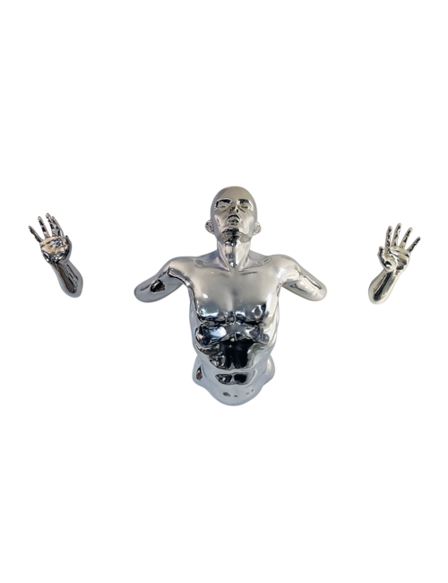 SILVER MAN COMING OUT OF WALL