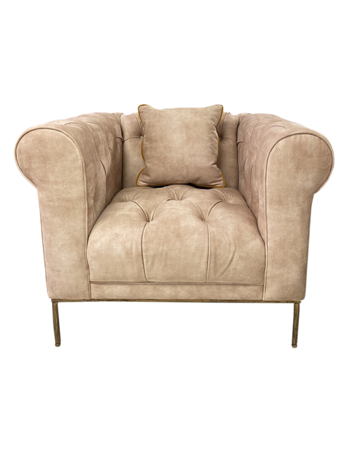 Chesterfield Chair With Hammered Brass Base