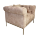 CHESTERFIELD CHAIR WITH HAMMERED BRASS BASE