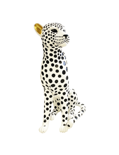 LARGE BLACK/WHITE SITTING LEOPARD