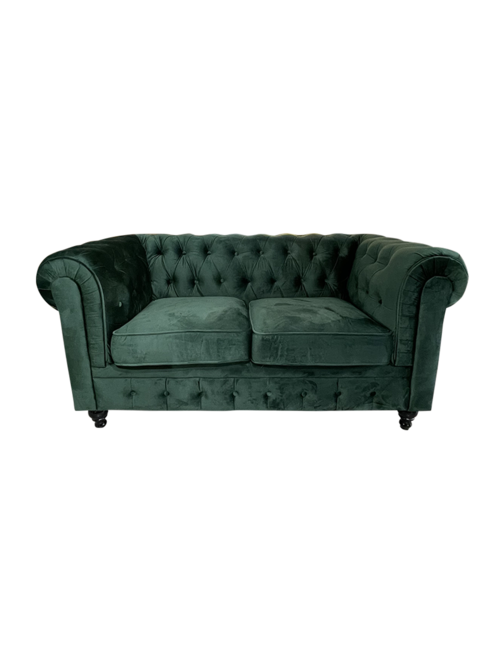 Velvet Chesterfield 2 Seat - Dark Green