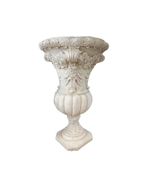 OUTDOOR URN WITH FLORAL AND CORBEL DETAILING POT