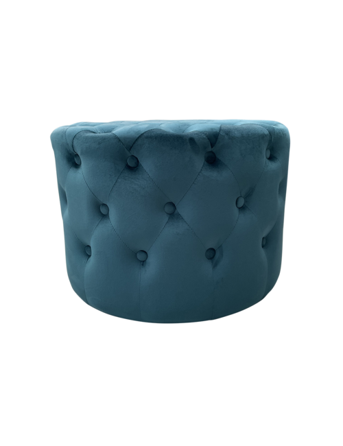 60cmd Teal velvet buttoned ottoman