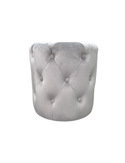 40cmd Grey velvet buttoned ottoman