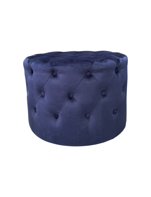 60Cmd Navy Blue Velvet Buttoned Ottoman