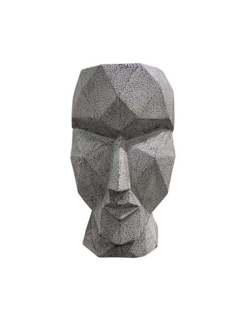 LARGE GREY FACETTED HEAD OUTDOOR PLANTER