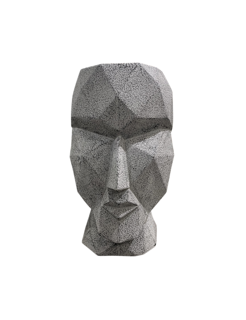 LARGE GREY FACETTED HEAD OUTDOOR PLANTER