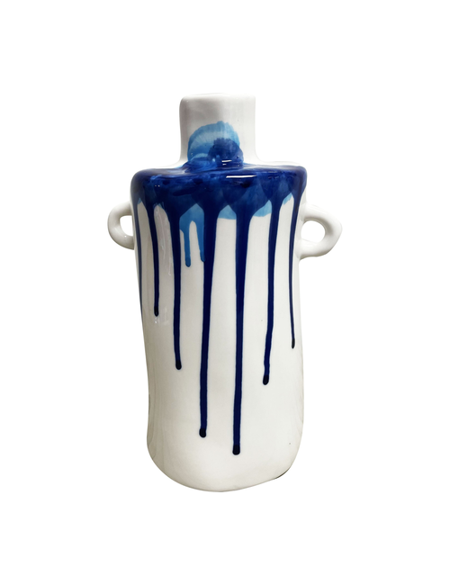 MEDIUM  BLUE PAINT SPLOSH VASE