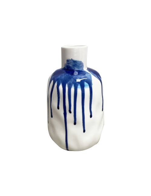 SMALL BLUE PAINT SPLOSH VASE