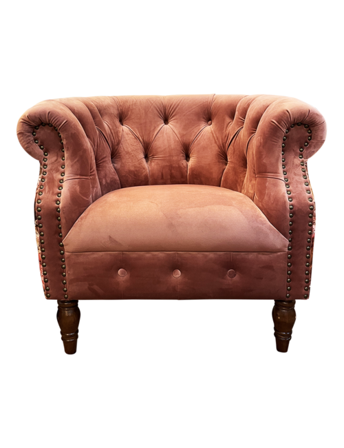 Coral Velvet Floral Side Chair