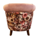 coral velvet floral side chair