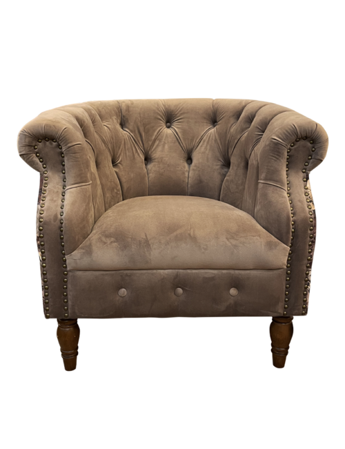 Grey velvet floral side chair