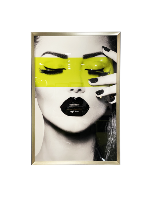 LIME EYE LADY IN BLACK/SILVER FRAME