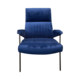 Ribbed Metal Frame Blue Velvet Chair