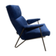 Ribbed Metal Frame Blue Velvet Chair