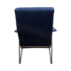 Ribbed Metal Frame Blue Velvet Chair