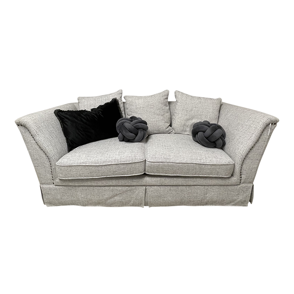 2 Seat Linen Sofa With Brass Nails And