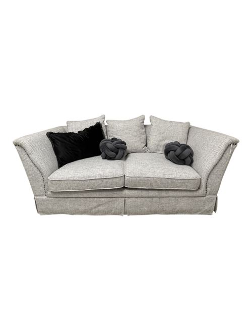 2 Seat Linen Sofa With Brass Nails And 5 Cushions