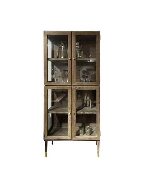 Maddox Oak, Metal and Glass Cabinet