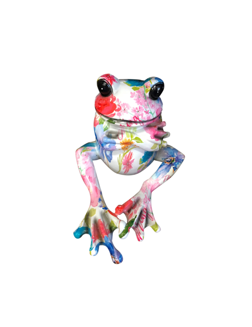 Bright Floral Sitting Frog