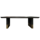 Antique Black Oak And Brass Metal Dining Table