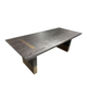 Antique Black Oak And Brass Metal Dining Table