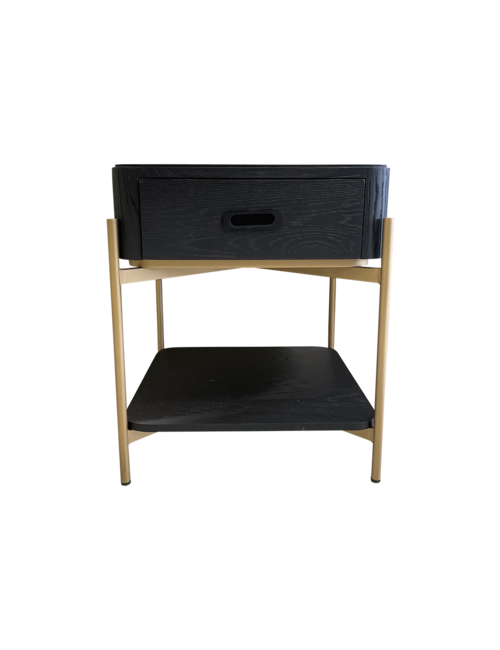 Elias Black Oak And Gold Metal Side Table