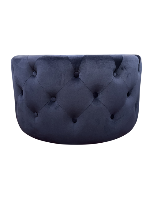 80Cmd Dark Blue Velvet Buttoned Ottoman