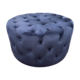 80Cmd Dark Blue Velvet Buttoned Ottoman