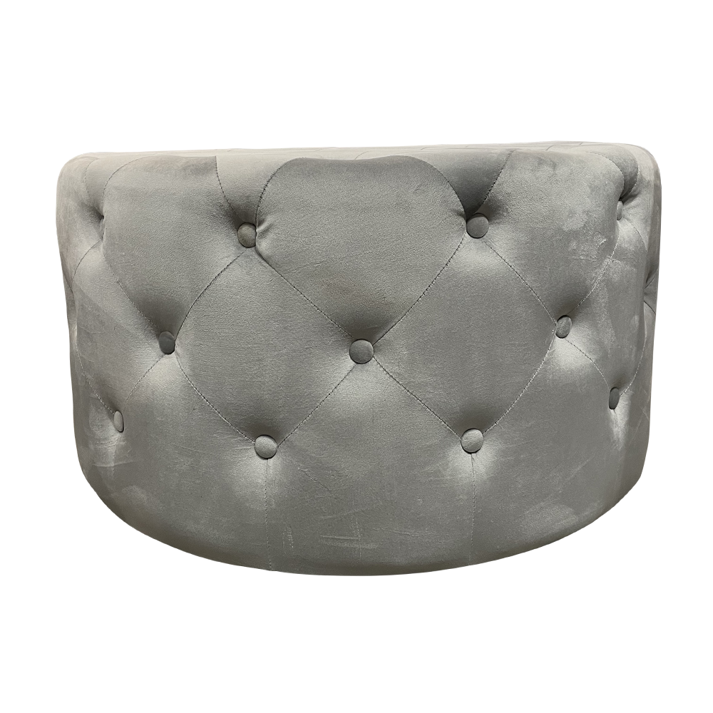 80cmd Light Grey Velvet Buttoned Ottoman - Furniture-Sofas & Armchairs