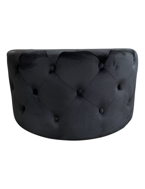 80cmd Black Velvet Buttoned Ottoman