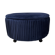 Round Storage Ottoman - Dark Blue Velvet