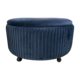 Round Storage Ottoman - Teal Velvet