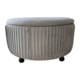 Round Storage Ottoman - Grey Velvet