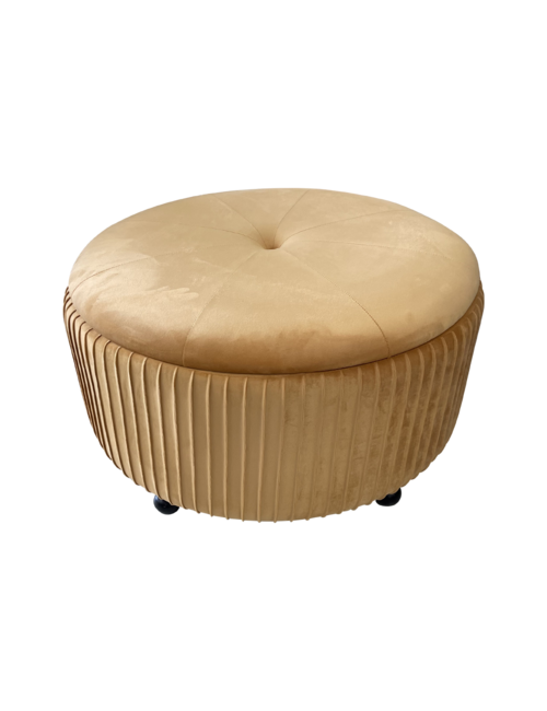 Round Storage Ottoman Gold Velvet FurnitureSofas & Armchairs