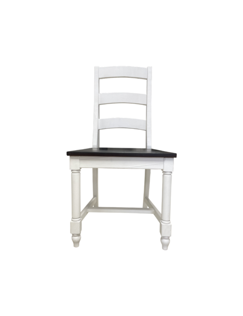 White Wood Black Pad Dining Chair