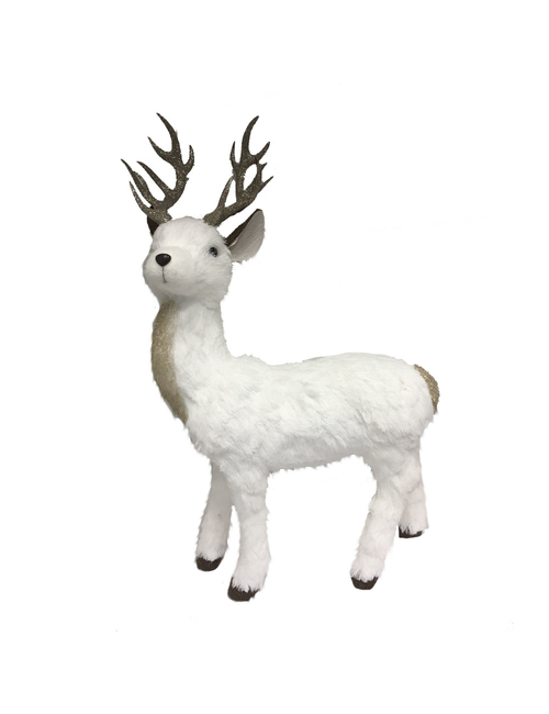 51CMH WHITE STANDING DEER GOLD ANTLERS